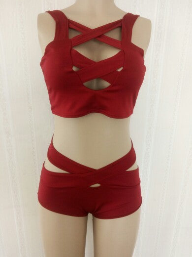 Cross Bikini High Waist Swimsuit