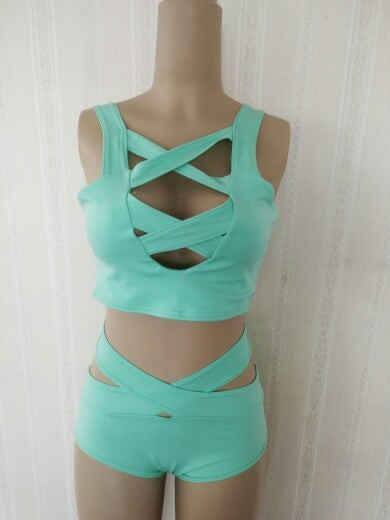 Cross Bikini High Waist Swimsuit