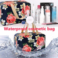 Women's Portable Toiletry Bag - Large Leakproof Cosmetic Organizer in Navy Rose Floral Design