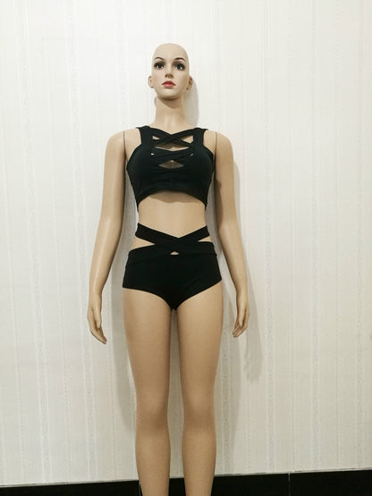 Cross Bikini High Waist  Swimsuit