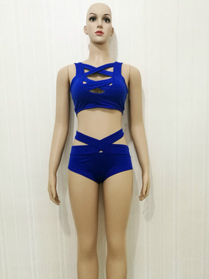 Cross Bikini High Waist  Swimsuit