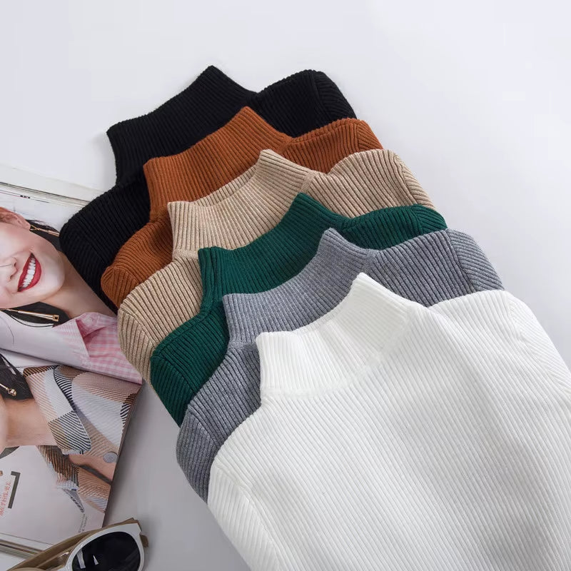 On Sale Autumn Winter Women Knitted Turtleneck Pull Sweater Casual Soft Collar Jumper Fashion Slim Warm Female Pullover Clothes