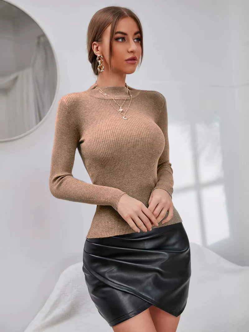 On Sale Autumn Winter Women Knitted Turtleneck Pull Sweater Casual Soft Collar Jumper Fashion Slim Warm Female Pullover Clothes