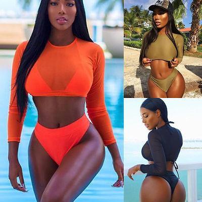 Three-piece Solid See-through Bikini
