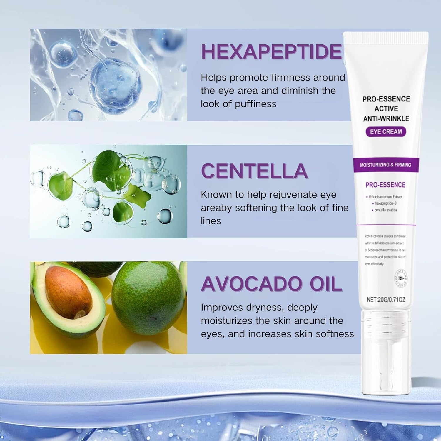 Eye Cream anti Aging, Eye Tightening Cream Instant, Moisturizing under Eye Cream with Centella and Hexapeptide, Eye Tightening Cream, Hydrating Brightening anti Aging Eye Bags Remover Wrinkle Filler