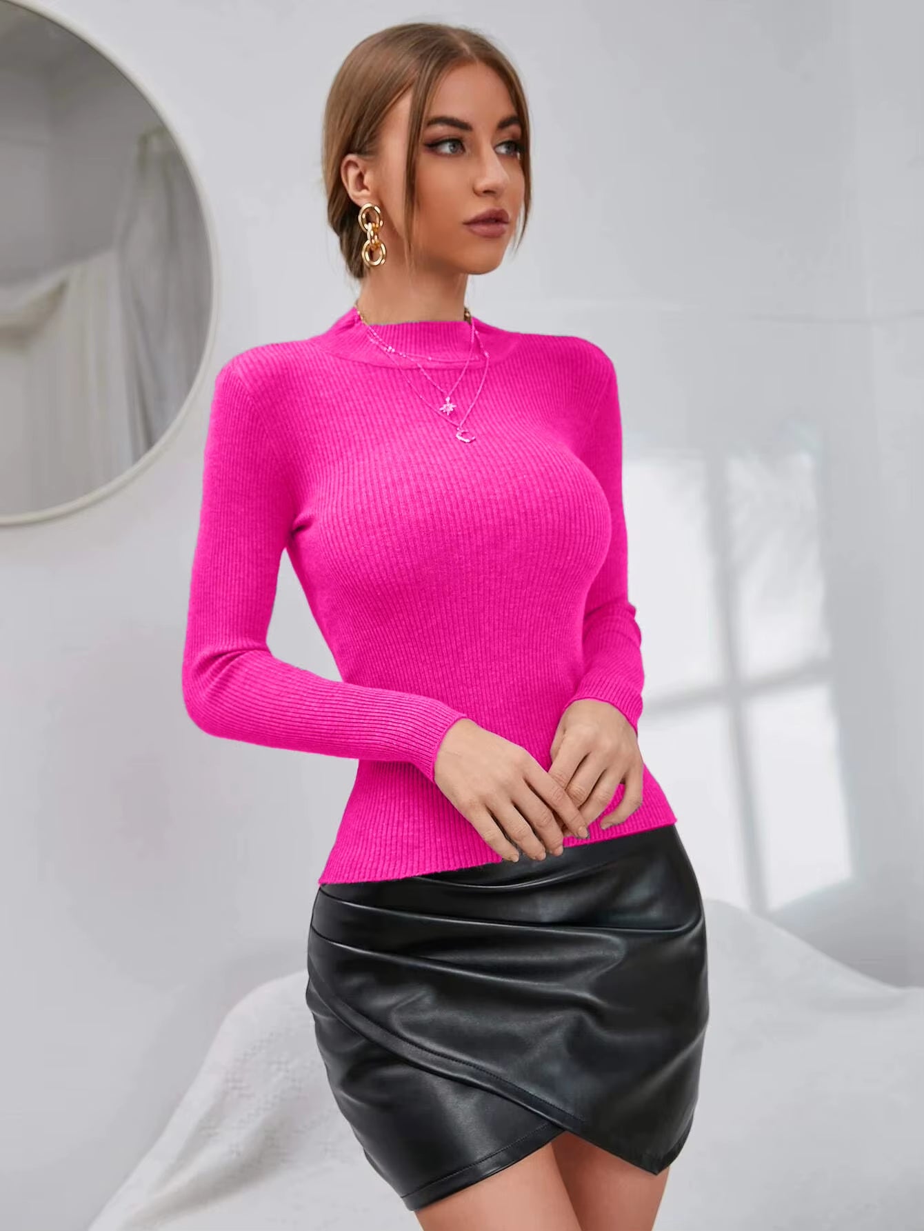 On Sale Autumn Winter Women Knitted Turtleneck Pull Sweater Casual Soft Collar Jumper Fashion Slim Warm Female Pullover Clothes