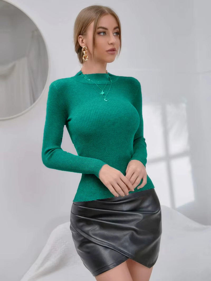 On Sale Autumn Winter Women Knitted Turtleneck Pull Sweater Casual Soft Collar Jumper Fashion Slim Warm Female Pullover Clothes
