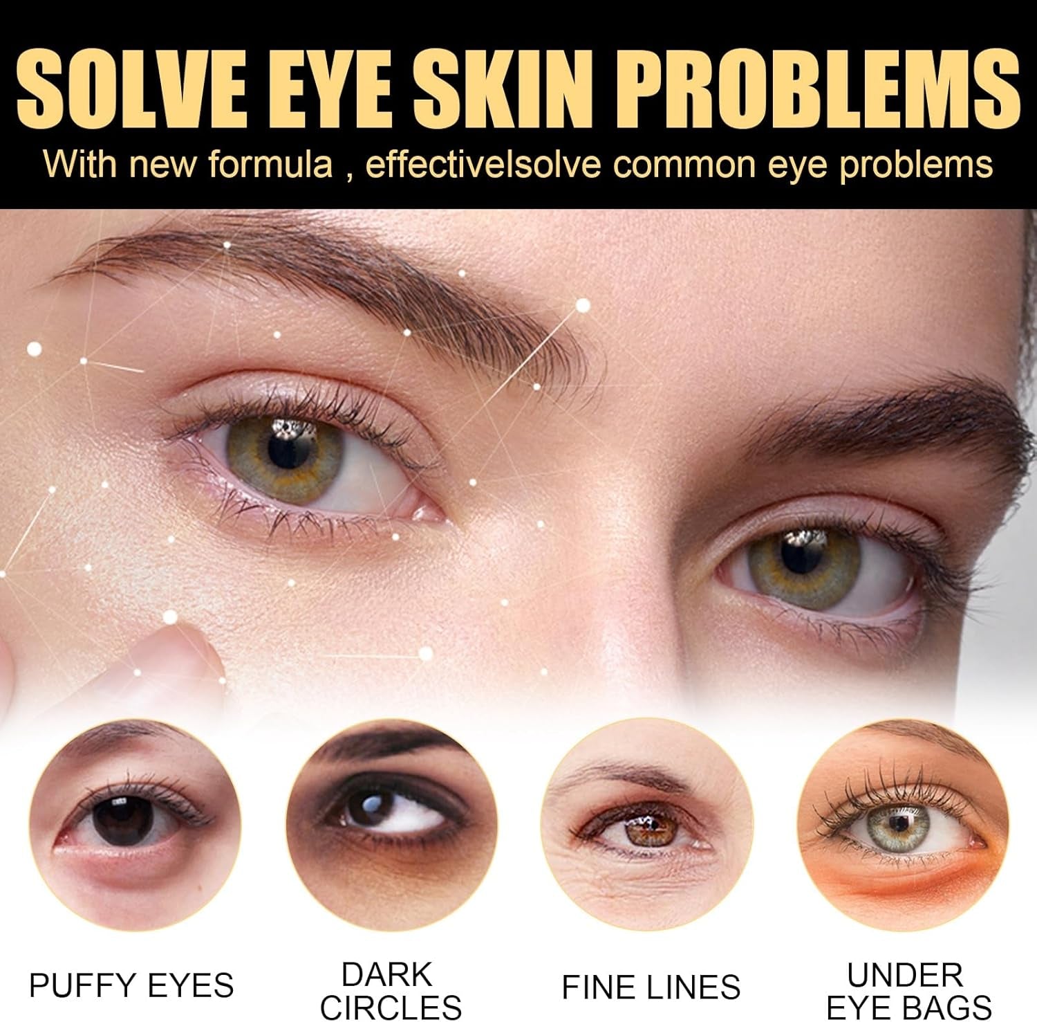 Retinol Eye Cream,Eye Cream for Dark Circles and Puffy Eyes,Anti-Age Eye Cream,Eye Cream for Wrinkles with Hyaluronic Acid and Caffeine,Anti-Wrinkle Eye Cream,Instant Wrinkle Remover for Men and Women