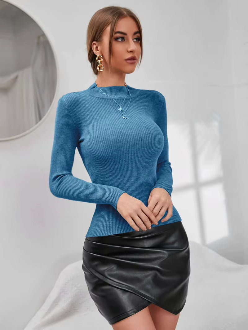 On Sale Autumn Winter Women Knitted Turtleneck Pull Sweater Casual Soft Collar Jumper Fashion Slim Warm Female Pullover Clothes