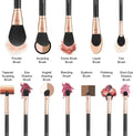 Professional 12-Piece Makeup Brush Set with Pearl Finish Handles, Ergonomic Design, and Travel Case