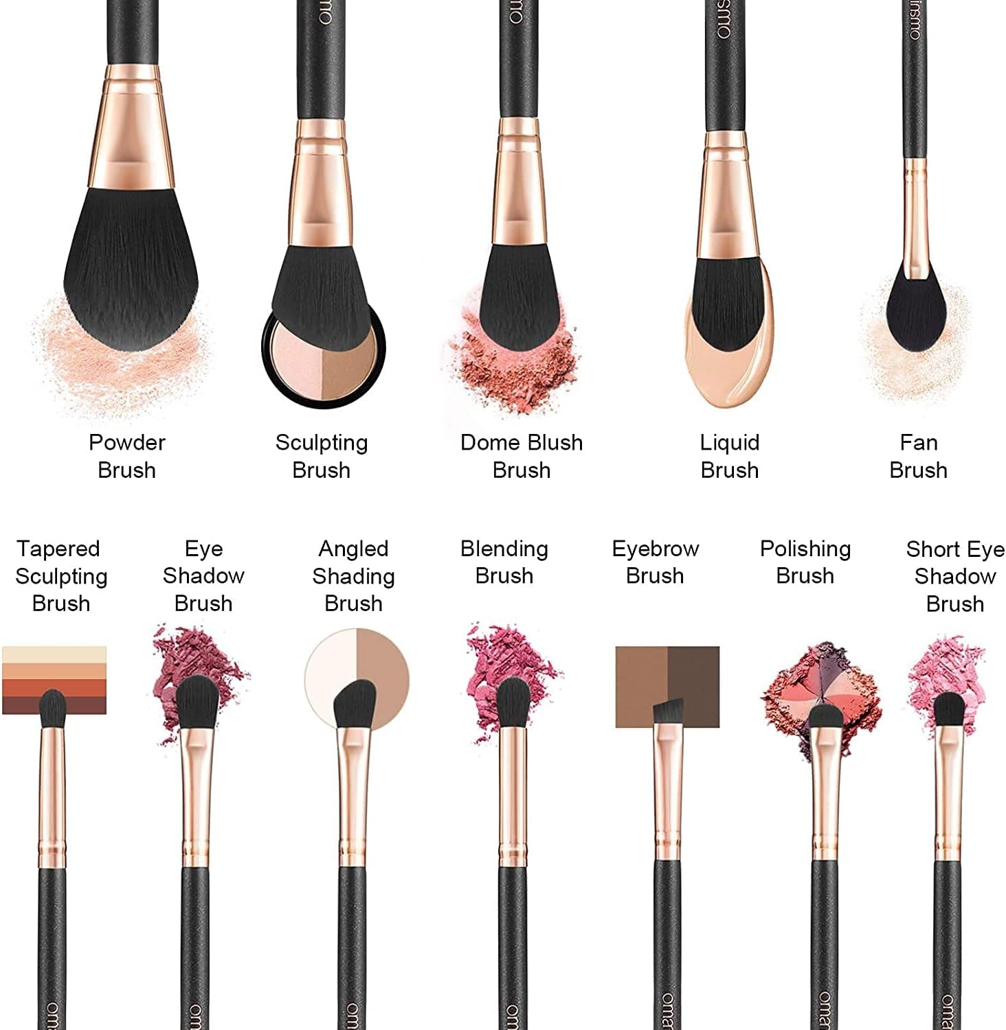 Professional 12-Piece Makeup Brush Set with Pearl Finish Handles, Ergonomic Design, and Travel Case