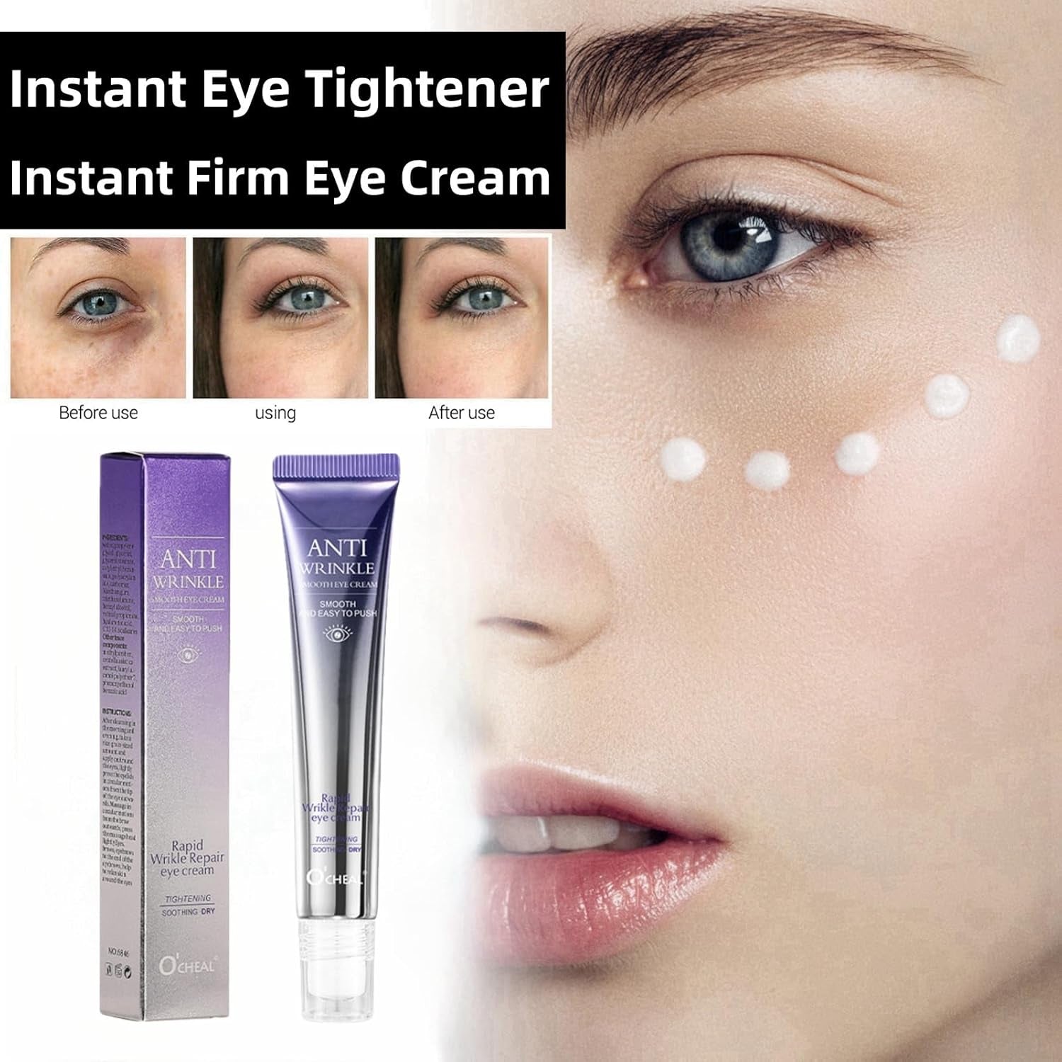 Retinol Eye Cream,Eye Cream for Dark Circles and Puffy Eyes,Anti-Age Eye Cream,Eye Cream for Wrinkles with Hyaluronic Acid and Caffeine,Anti-Wrinkle Eye Cream,Instant Wrinkle Remover for Men and Women
