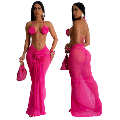 Backless Drawstring  Bikini  Set