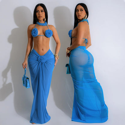 Backless Drawstring  Bikini  Set