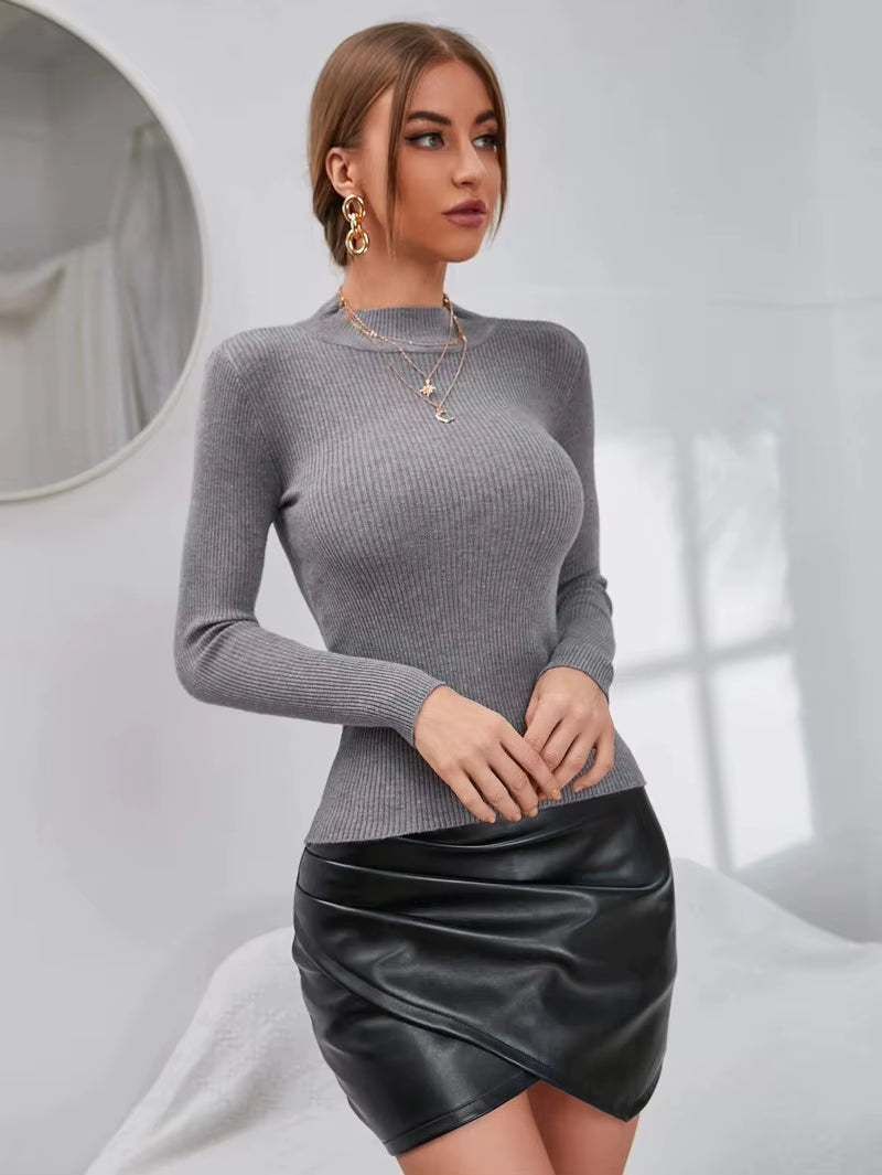On Sale Autumn Winter Women Knitted Turtleneck Pull Sweater Casual Soft Collar Jumper Fashion Slim Warm Female Pullover Clothes