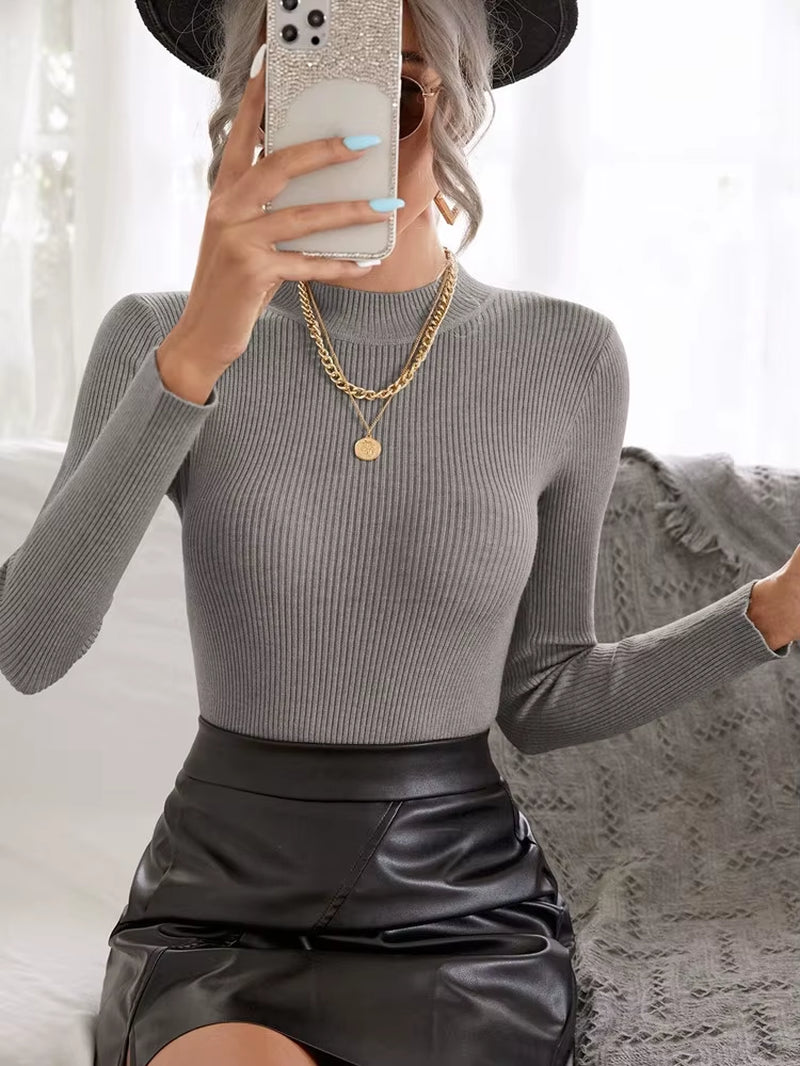 On Sale Autumn Winter Women Knitted Turtleneck Pull Sweater Casual Soft Collar Jumper Fashion Slim Warm Female Pullover Clothes
