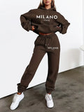 MILANO Letter Printed Women Hoodie Set Street Hip Hop Clothing Casual Female 2Pcs Clothing Plush Sweatshirt Perfect for Outdoor